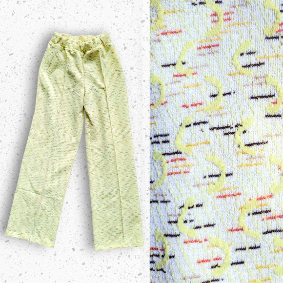 VTG 60s Polyester Ladies Slacks Yellow Swizzle Pattern By Miss Holly Sz Small - Picture 1 of 7
